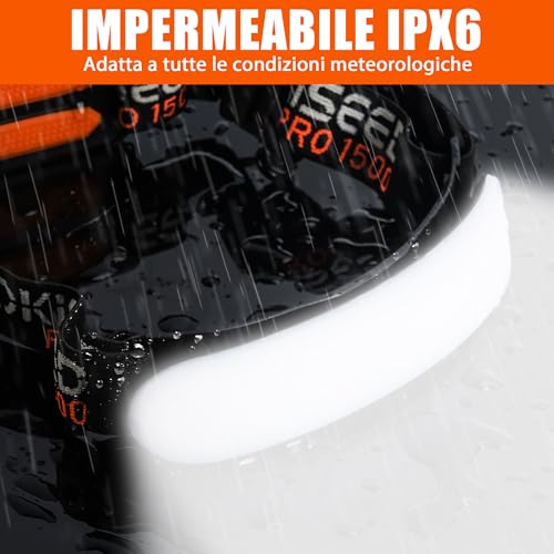 POKISEED headlamp with red taillight for added nighttime visibility