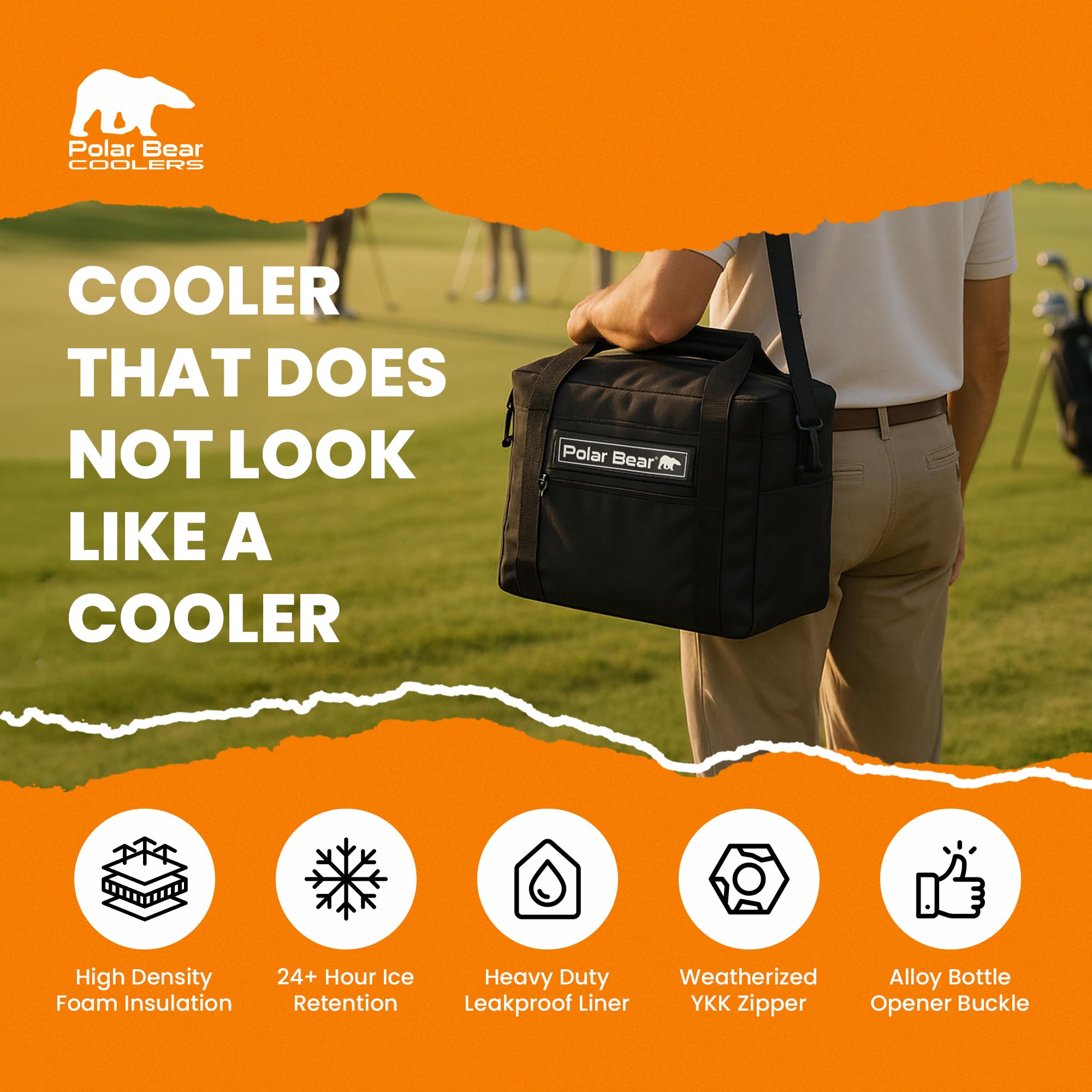 Polar Bear Coolers adjustable-shoulder-strap in use for comfortable transport