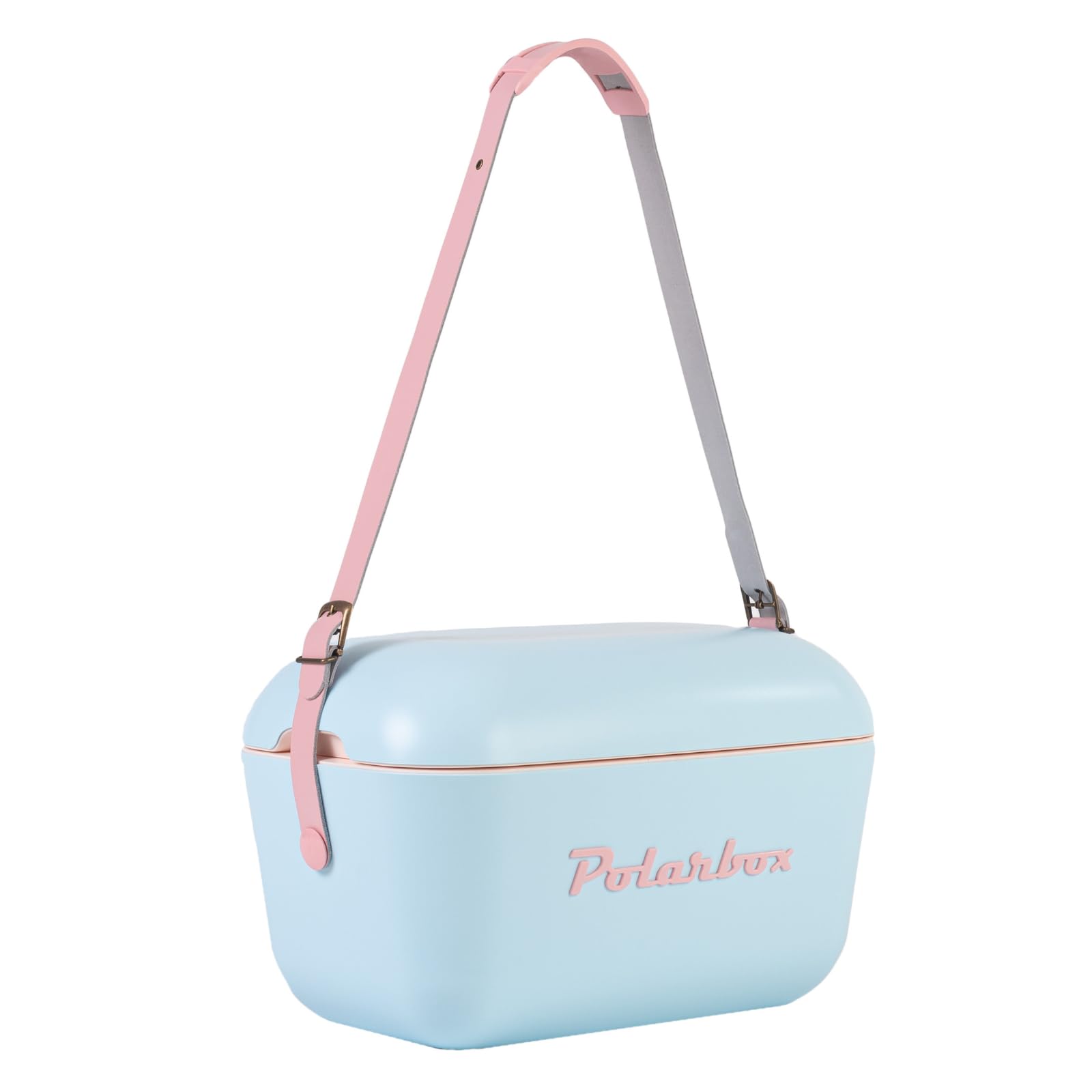 Polarbox cooler leather-strap view for hands-free beach days