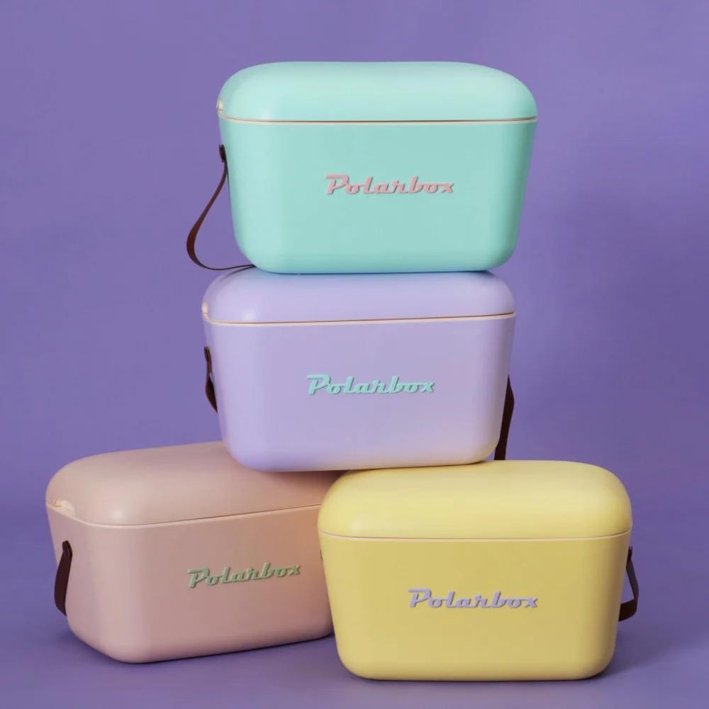 Polarbox lilac retro cooler compact size fits crowded picnics.