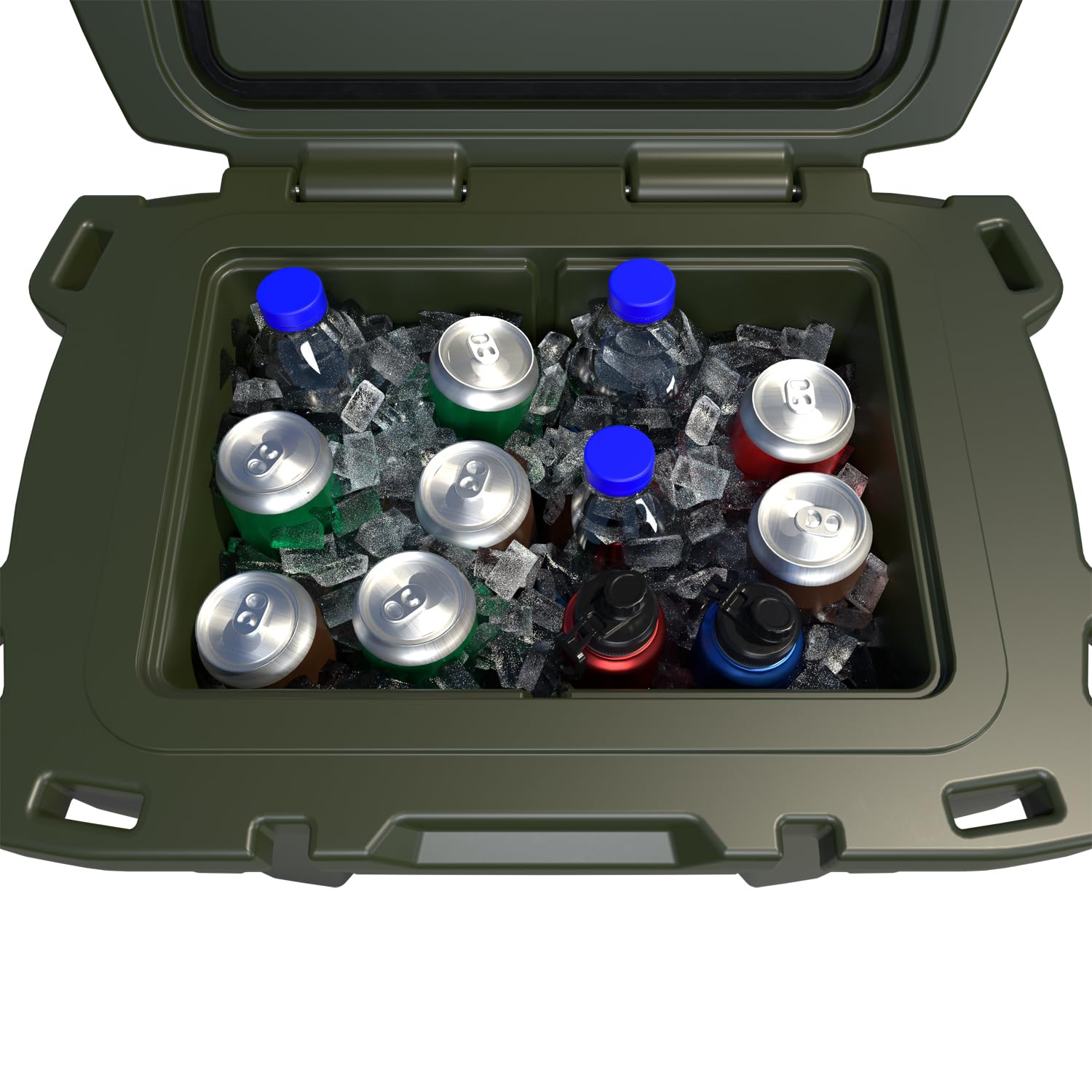 Polaris NorthStar 30 Qt cooler side profile showing dimensions for campsite packing