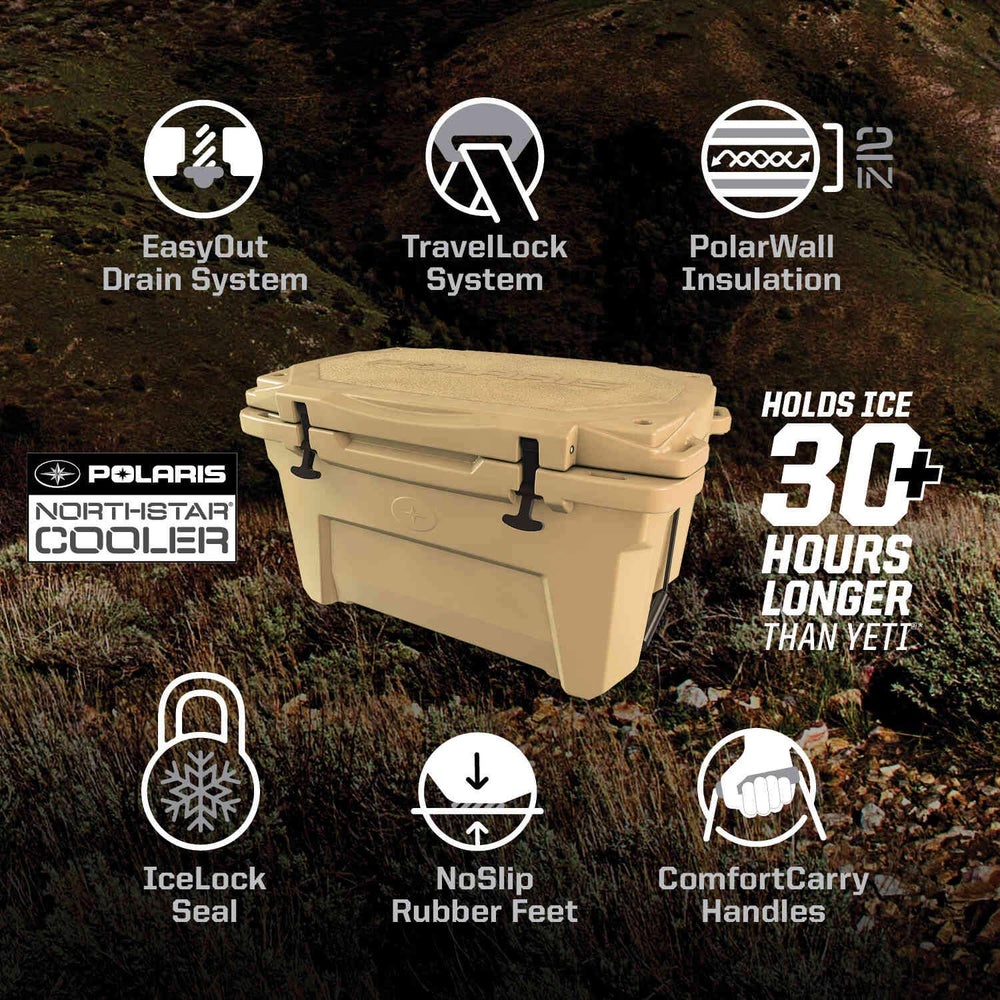Polaris NorthStar 60 Qt includes tie-down cleats to secure it during travel.