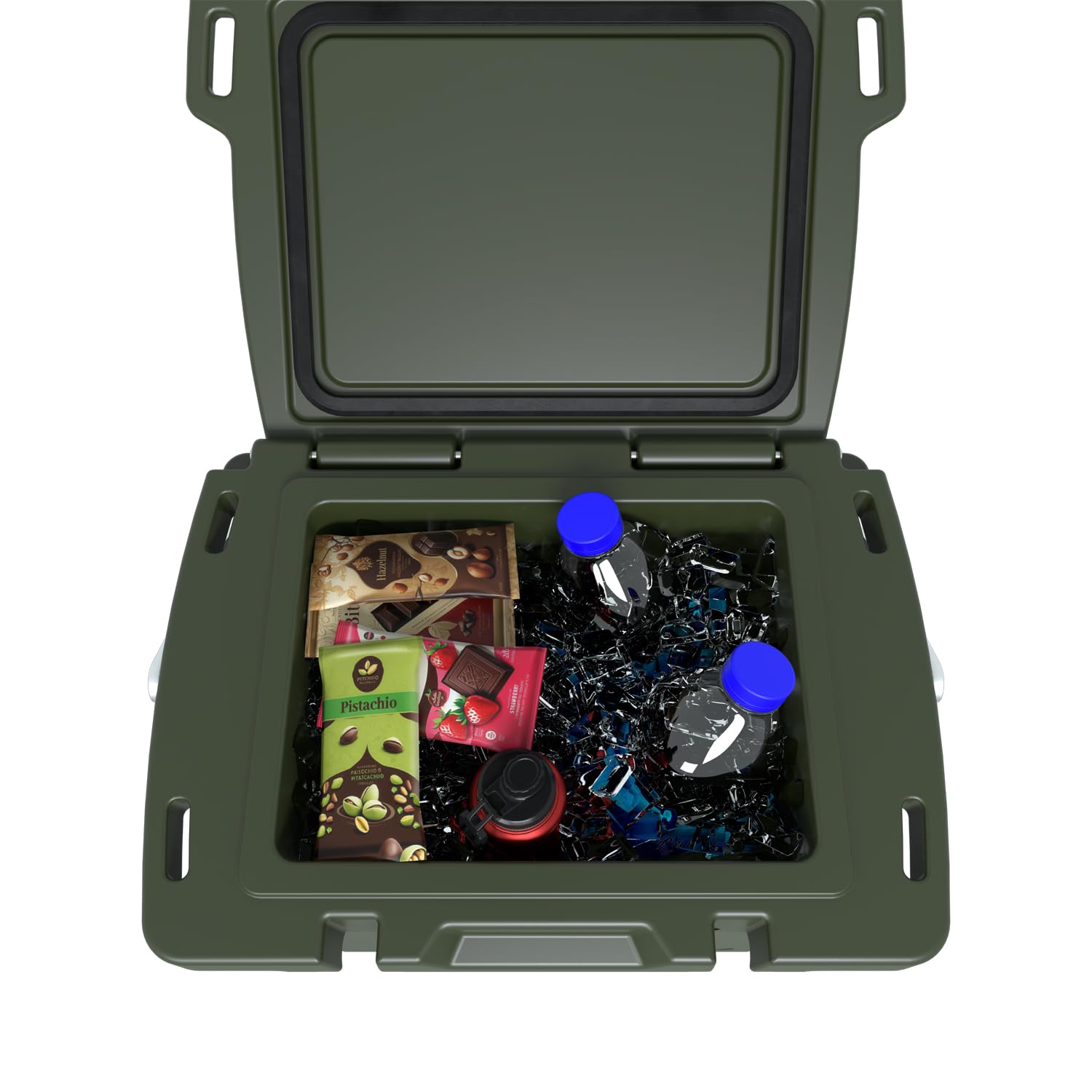 Polaris NorthStar cooler with NoSlip feet stays stable on rough terrain