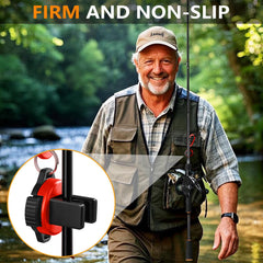 Pole clips securing a fishing rod, hands free