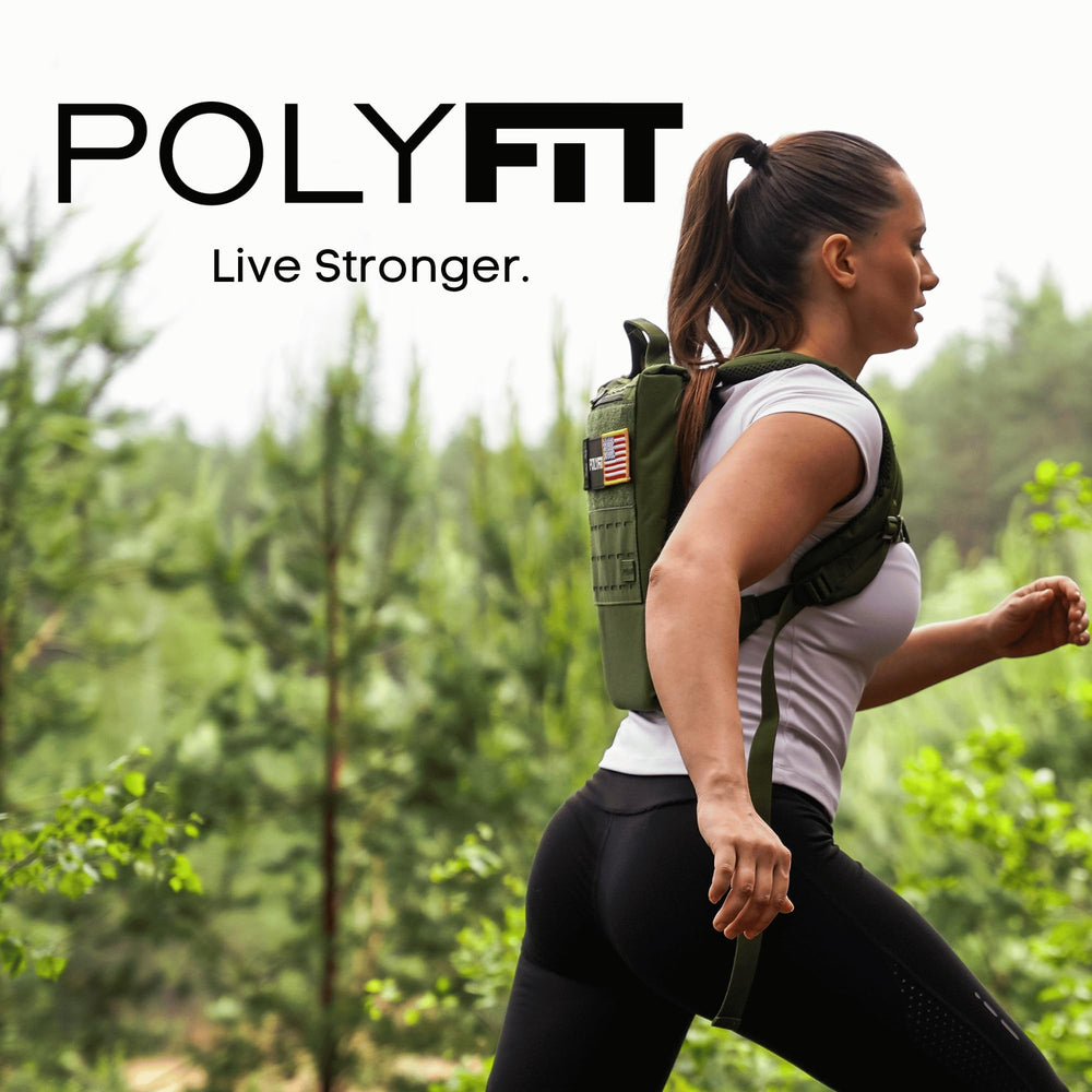 Polyfit Rucking Backpack 2.0 in-action ruck demonstrates stability and motion freedom.