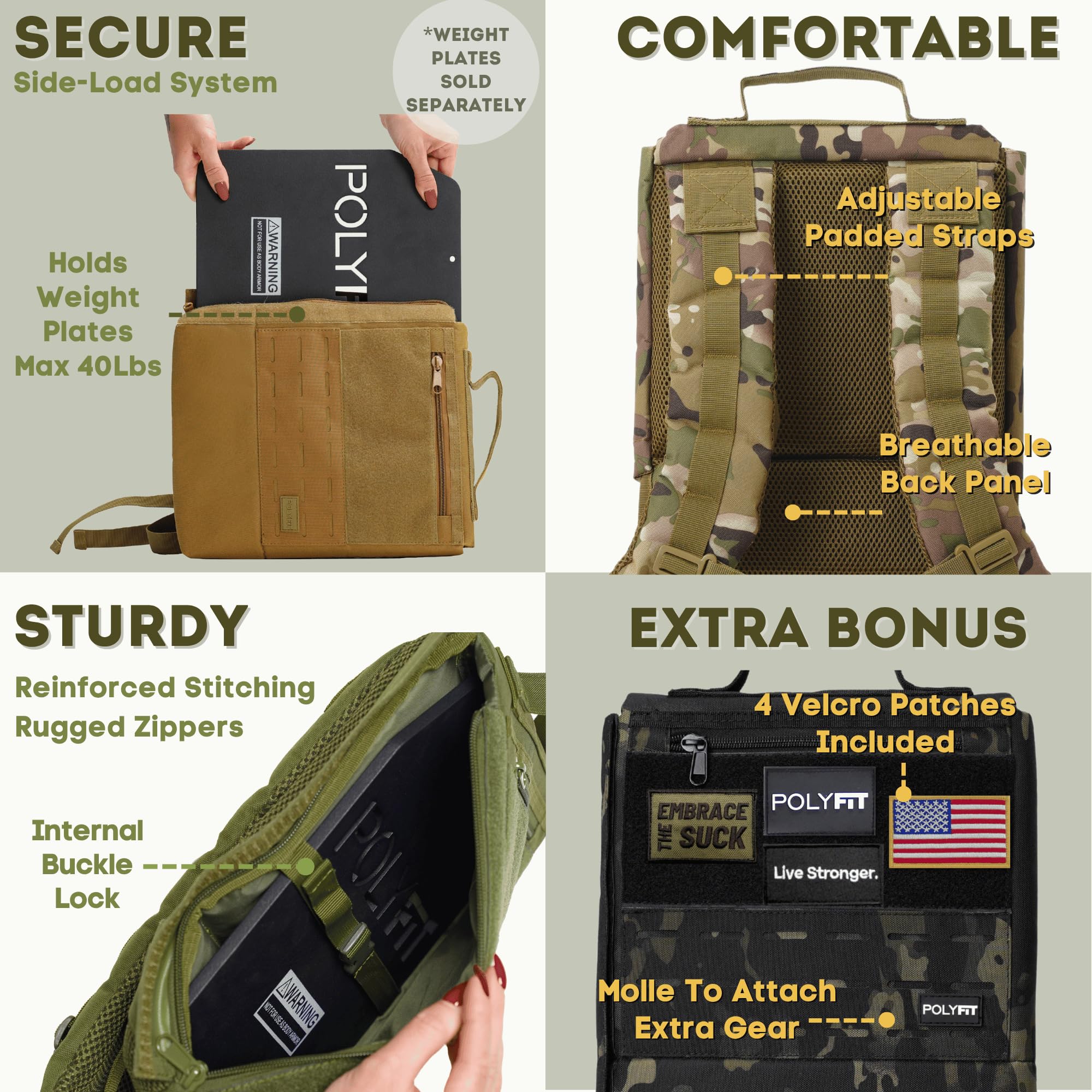 Polyfit Rucking Backpack 2.0 padded shoulder straps reduce strain on long sessions.