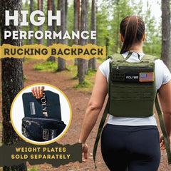 Polyfit Rucking Backpack 2.0 side-loading system demonstrates quick plate changes for workouts.