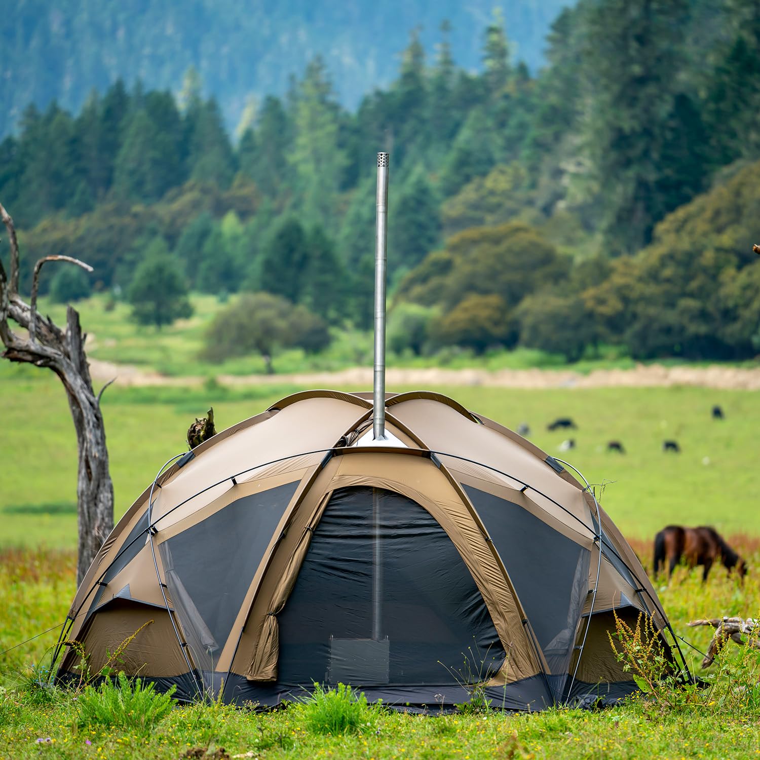 Pomoly Dome X6 Pro winter camping scene illustrating versatile use