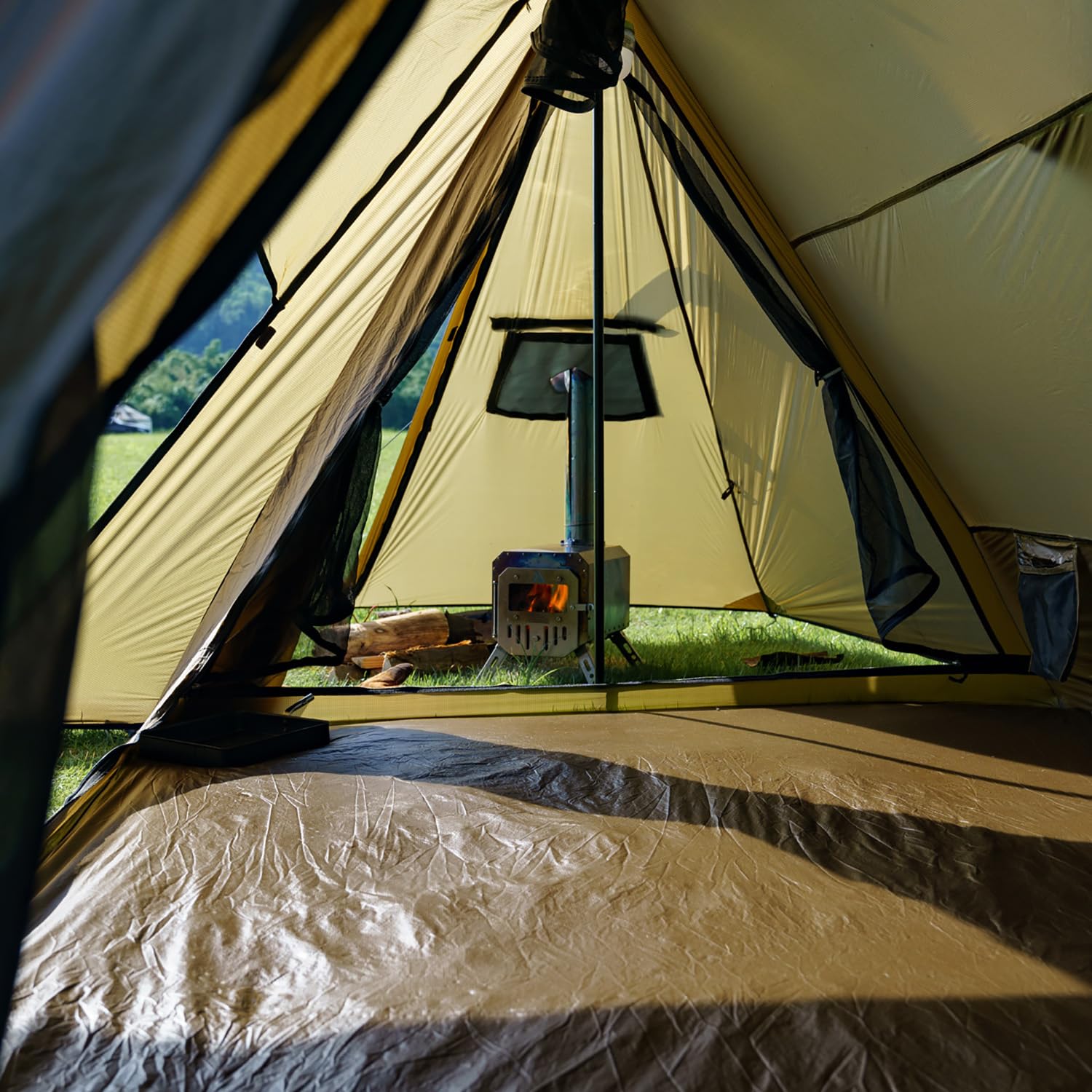 Pomoly STOVEHUT brown color blends with nature for low-profile camping