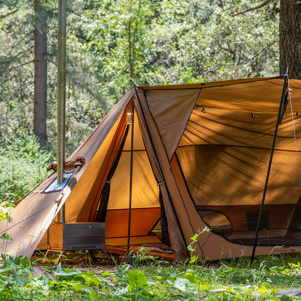 POMOLY STOVEHUT70 fireproof ground sheet included for safer camping.