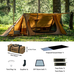 POMOLY STOVEHUT70 side setup shows efficient space use for backpacking.