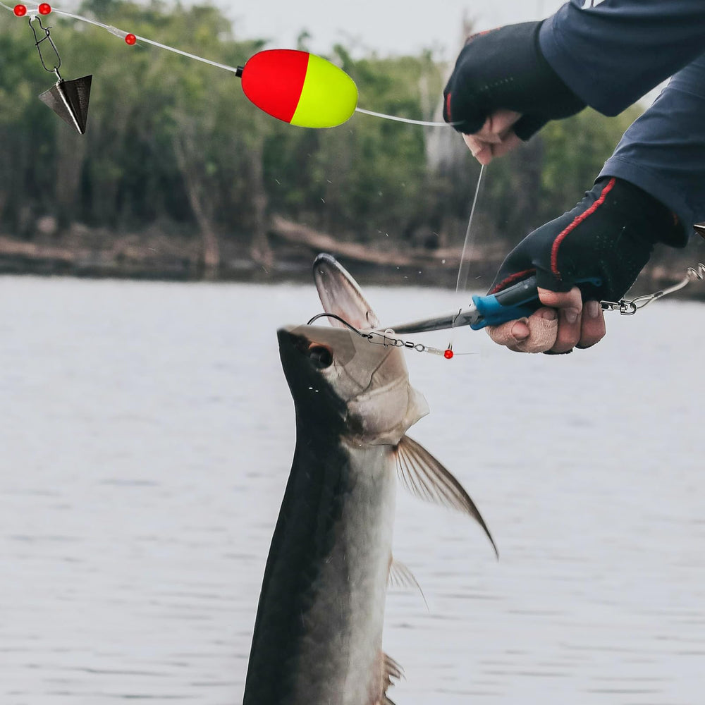 90LB leader and buoyant high-visibility float for big saltwater game