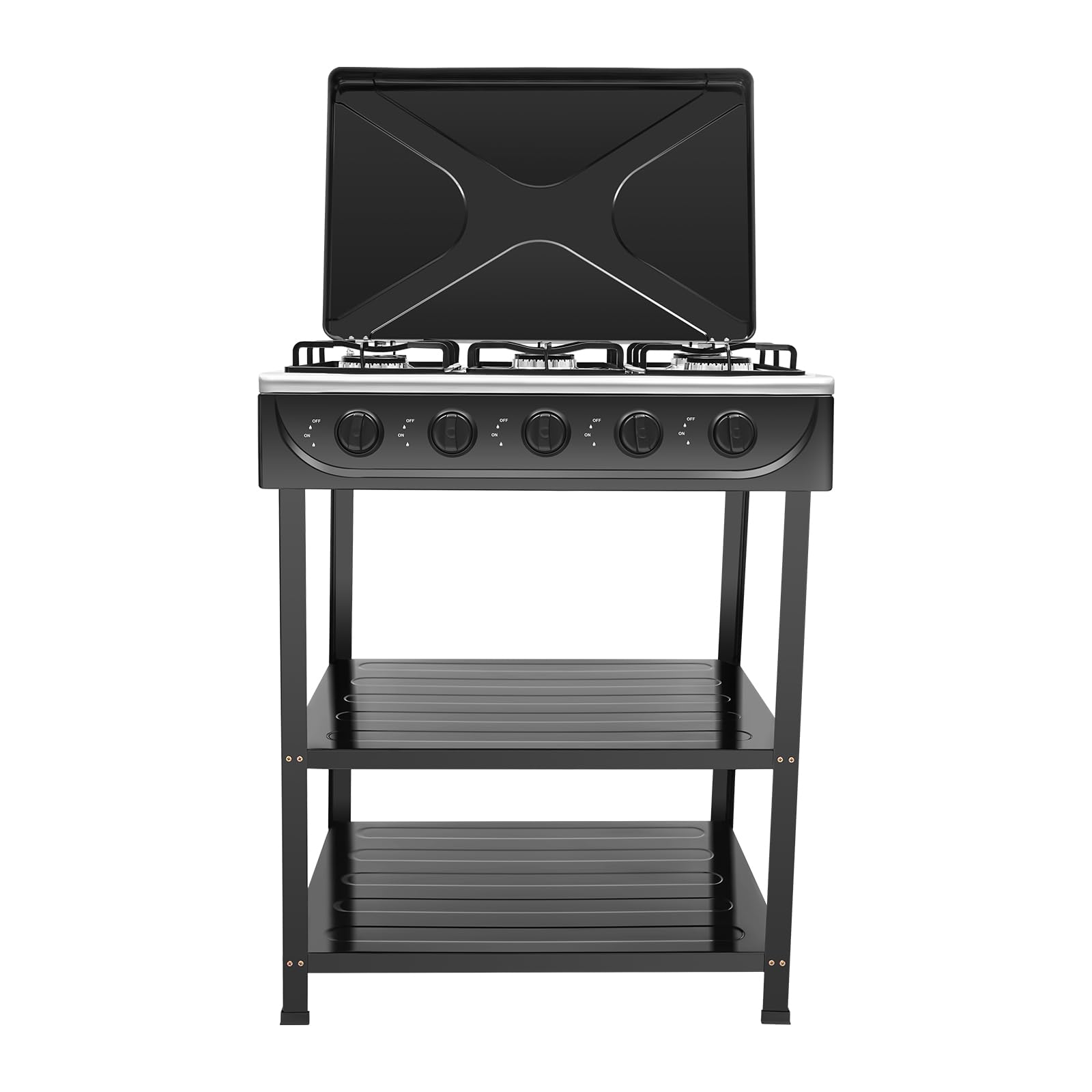 PoMuMOCic outdoor portable gas stove with five burners for high-efficiency outdoor cooking.