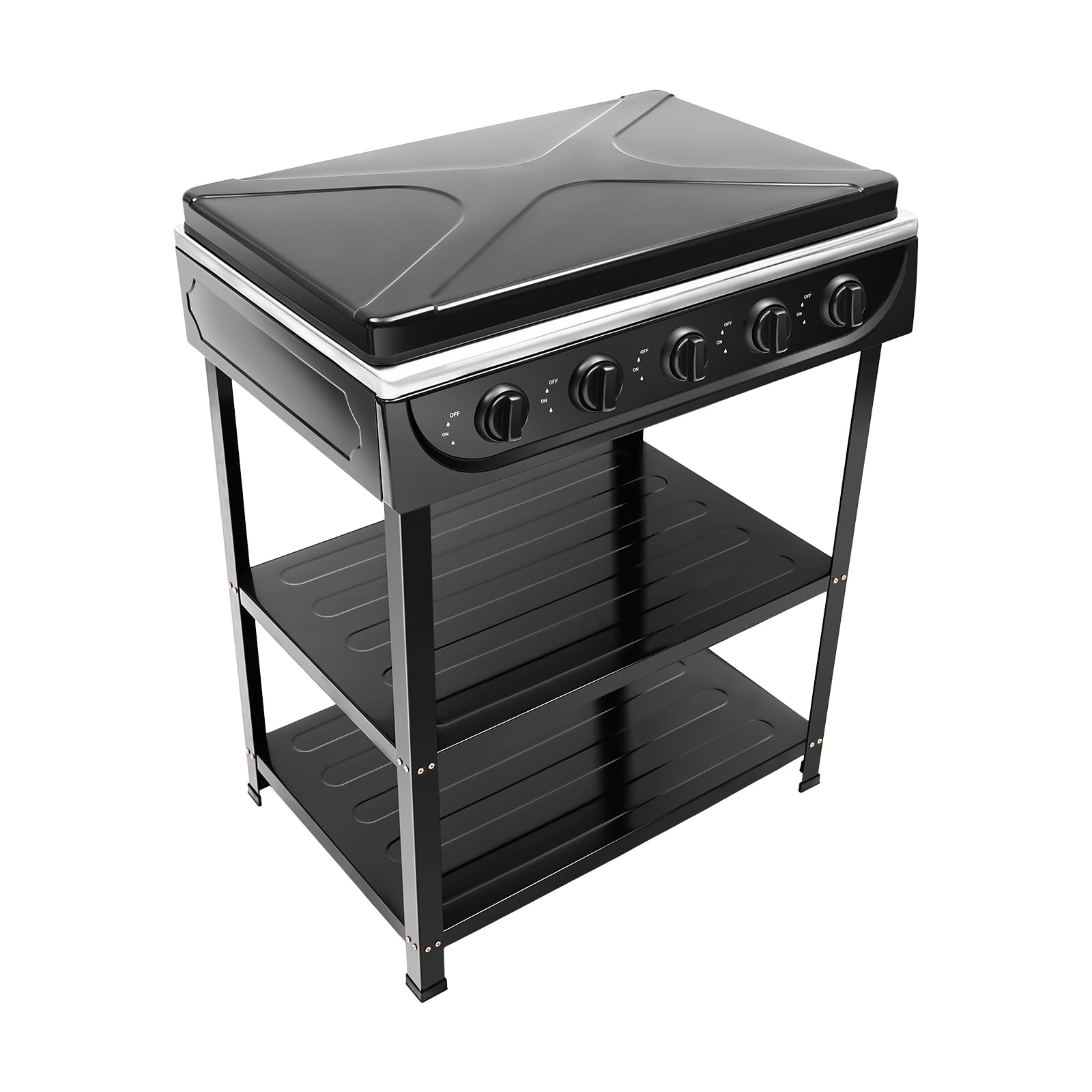PoMuMOCic heavy-duty iron surface withstands rugged outdoor conditions.