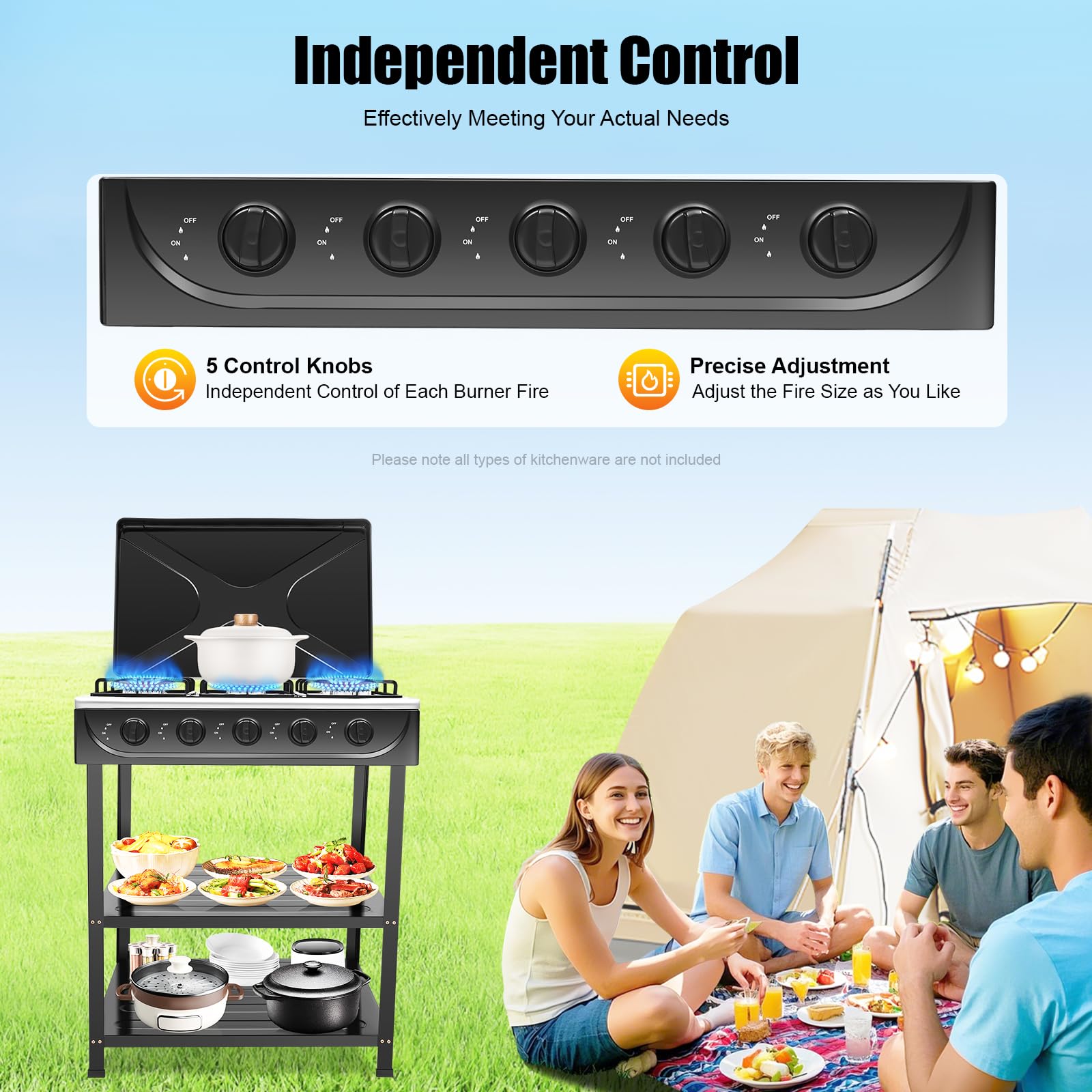 PoMuMOCic manual ignition provides quick starts for outdoor cooking.