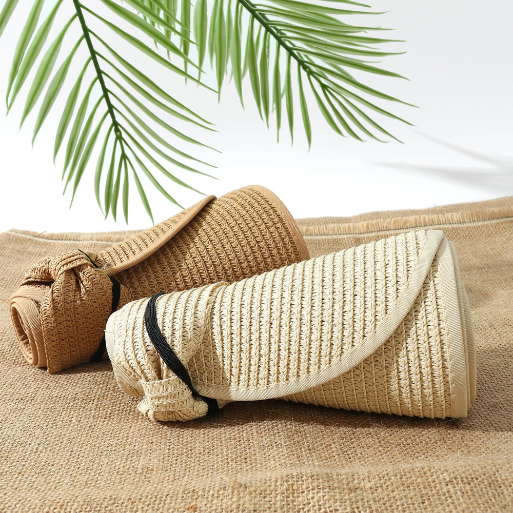 Ponytail-friendly visor hat in beige color