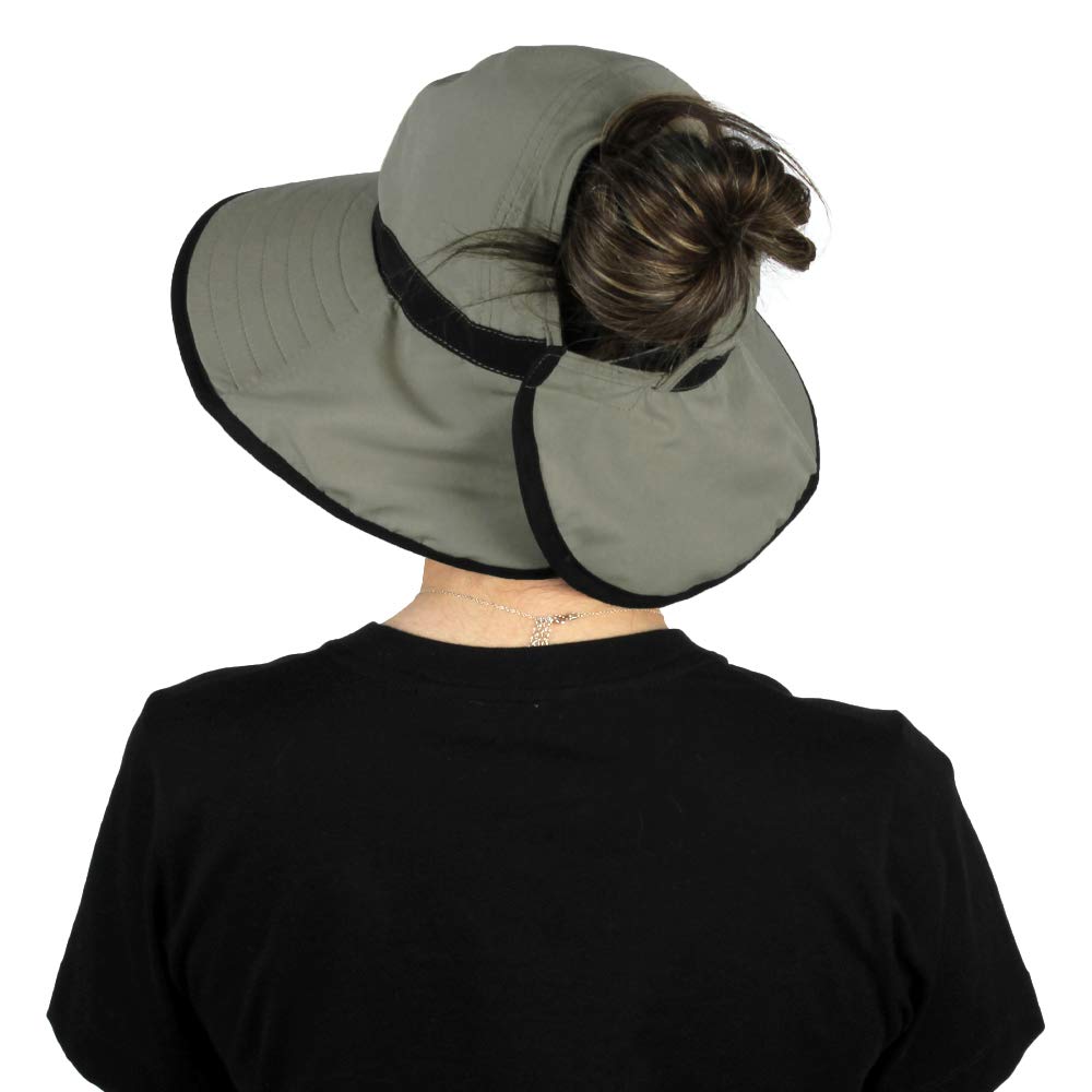 Adjustable drawstring on Ponyflo hat secures a comfortable fit