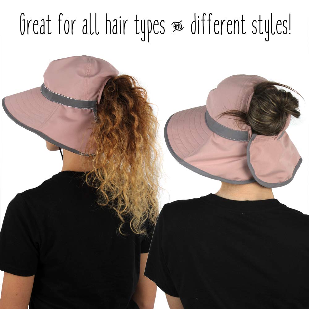 Ponyflo hat with adjustable drawstring for secure fit