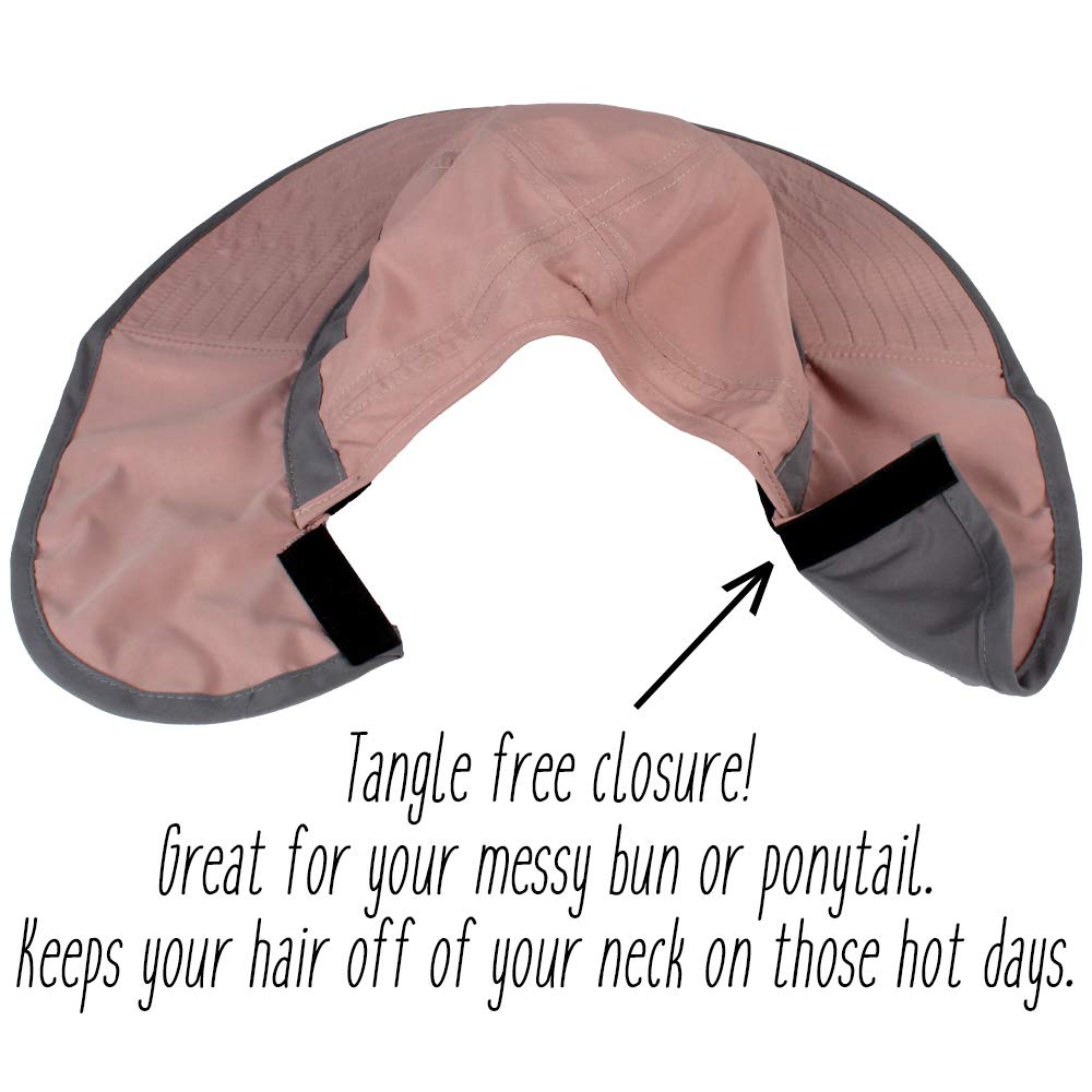Ponyflo hat with UV protection shields sun on dusty pink style