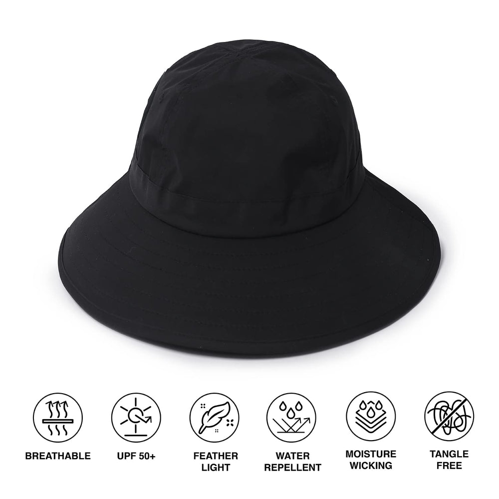 Ponyflo Sun Hat Black packable on-the-go option ideal for travel.