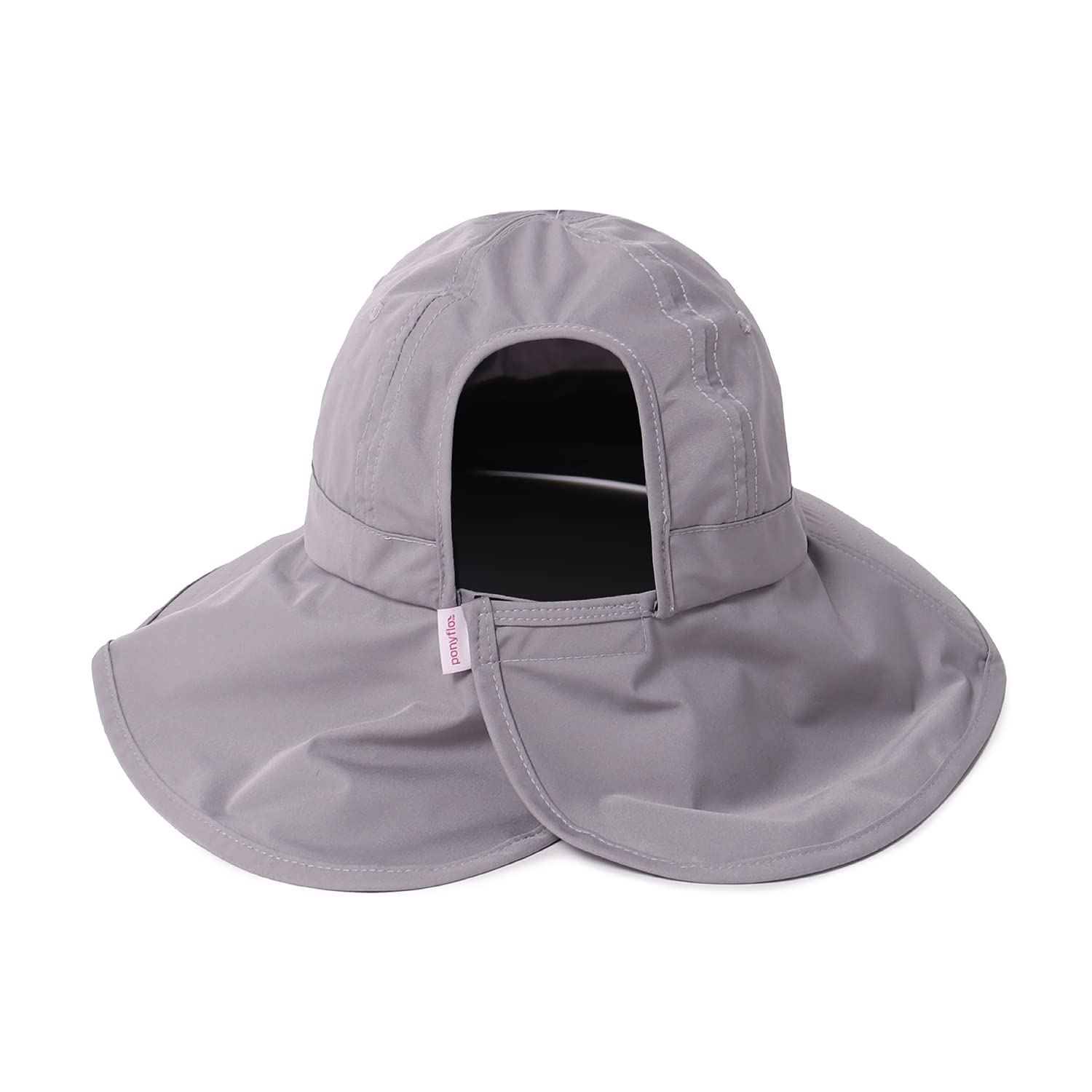 Ponyflo Sun Hat Grey back view offers neck sun protection on walking trails.