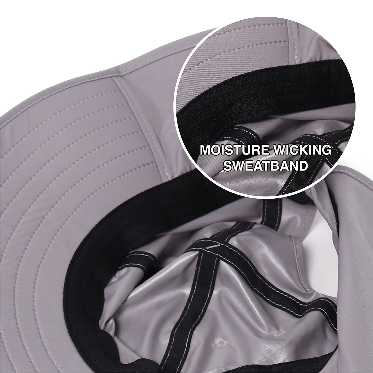 Ponyflo Sun Hat Grey in garden shows comfortable shade while tending plants.
