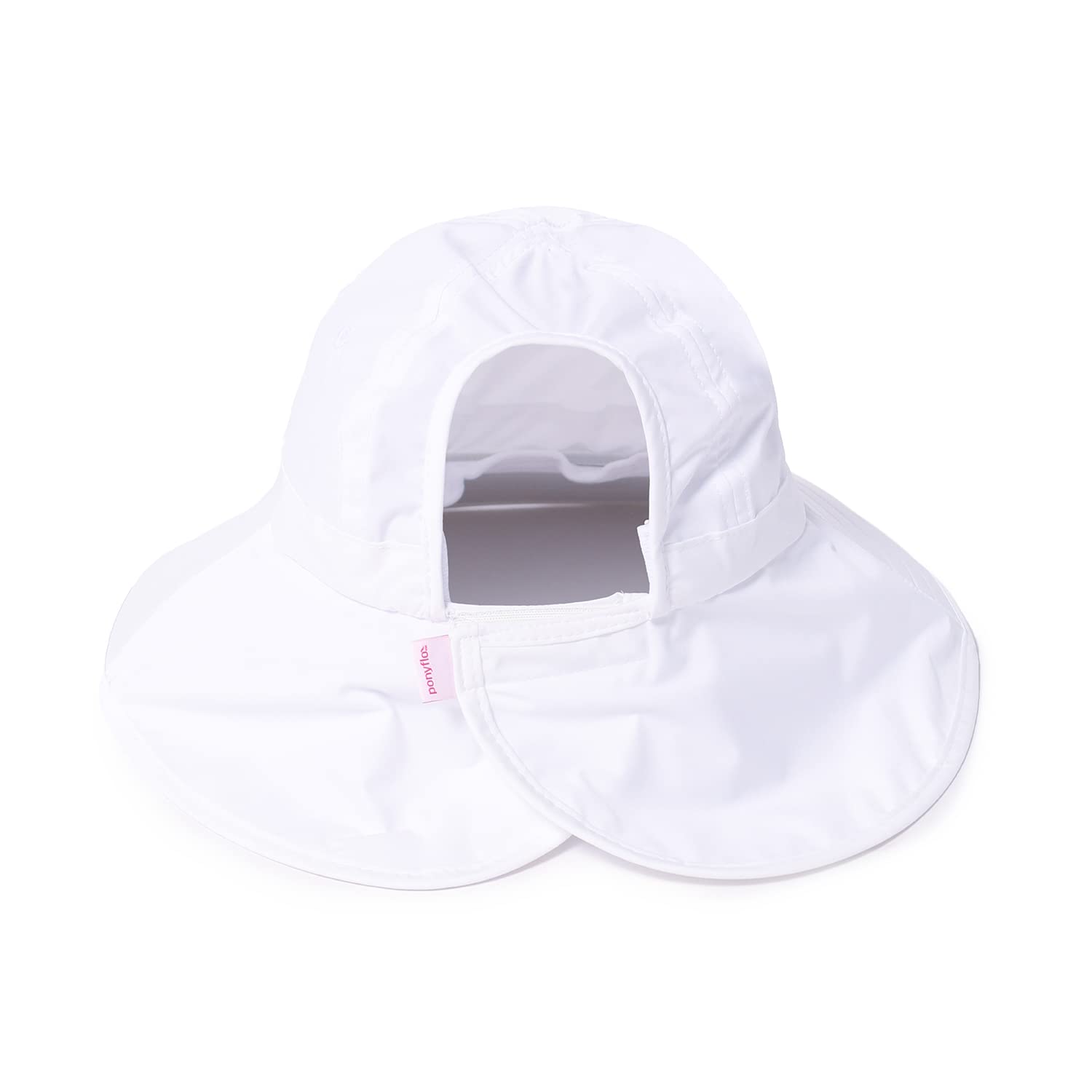 Ponyflo Sun Hat White, back view, lightweight travel companion.