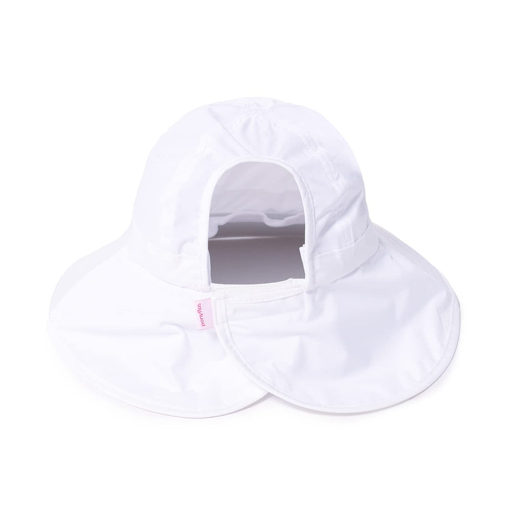 Ponyflo Sun Hat White, back view, lightweight travel companion.