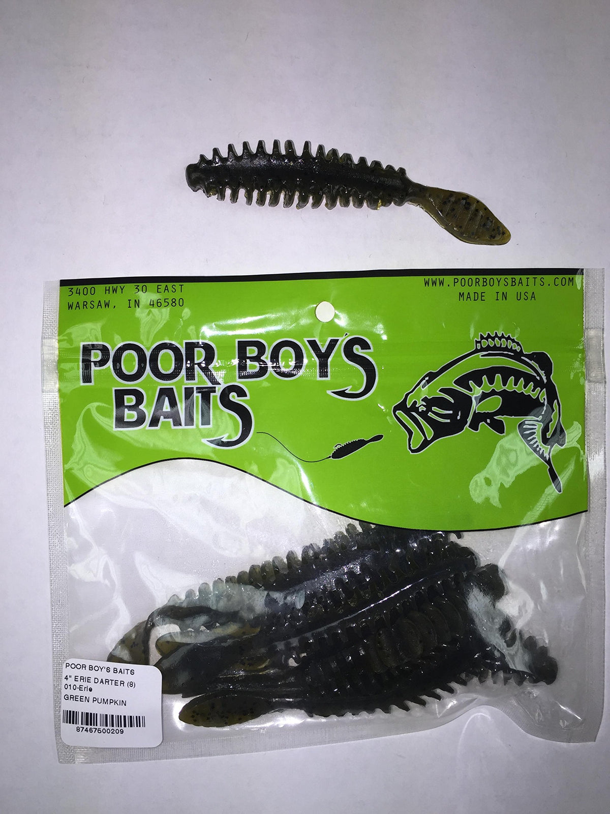 POOR BOY'S BAITS Erie Darter green pumpkin close-up for bass