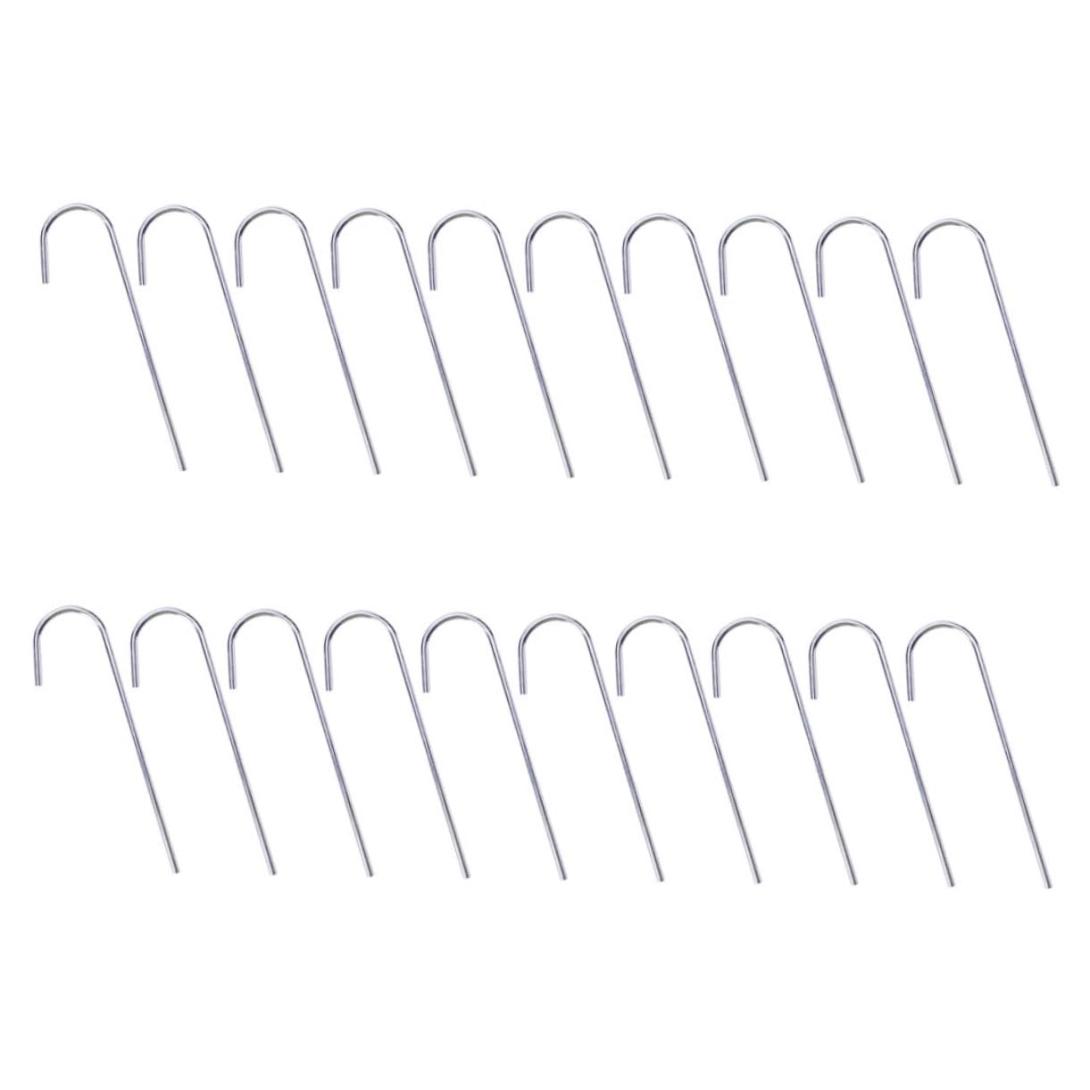 POPETPOP 24Pcs heavy-duty steel tent pegs with half-moon design for wind-resistant anchoring.