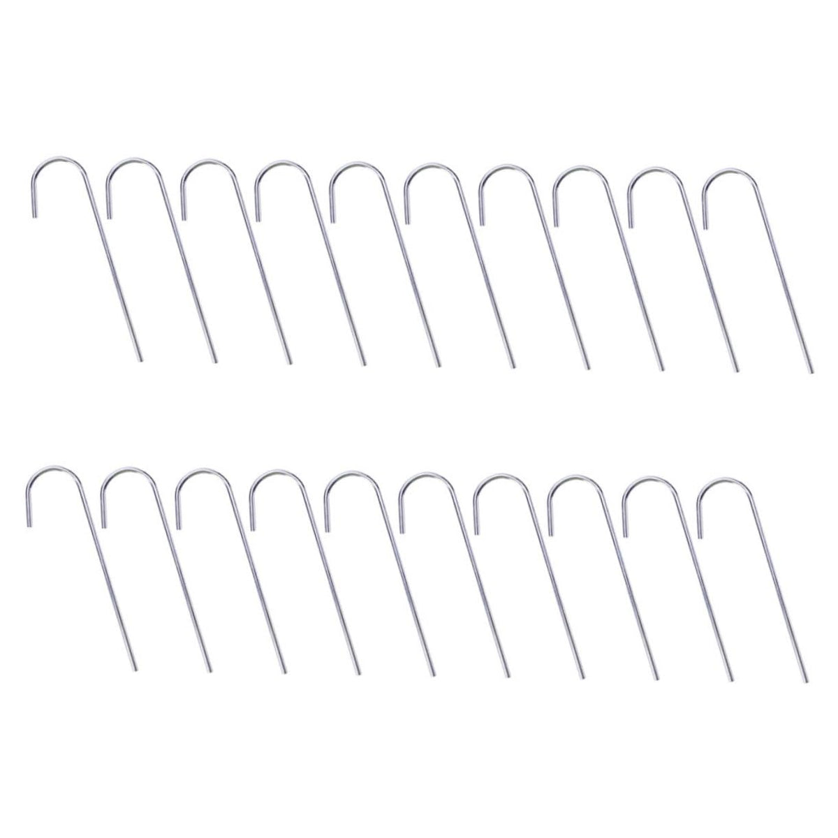 POPETPOP 24Pcs heavy-duty steel tent pegs with half-moon design for wind-resistant anchoring.