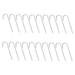 POPETPOP 24Pcs heavy-duty steel tent pegs with half-moon design for wind-resistant anchoring.