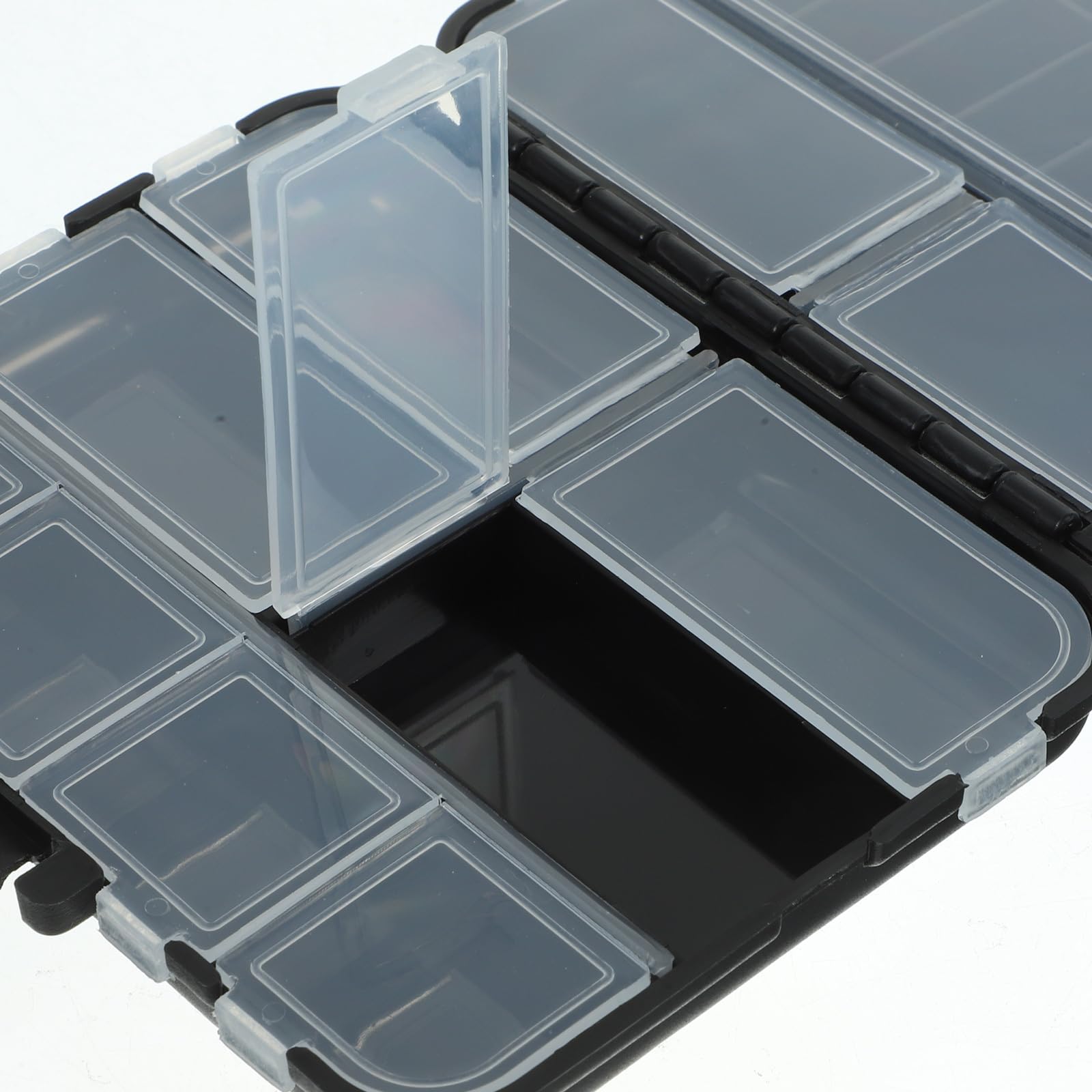 POPETPOP fishing tackle box with lid design keeps contents secure during transport.