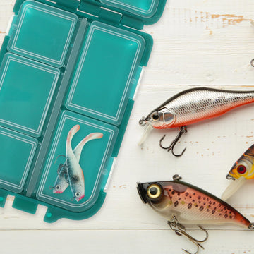 POPETPOP fishing tackle box offers lures and hooks storage for quick access on-site.