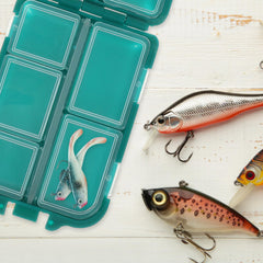 POPETPOP fishing tackle box offers lures and hooks storage for quick access on-site.