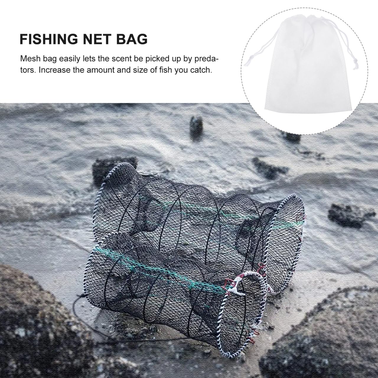 Bait bag attached to belt for hands-free carrying