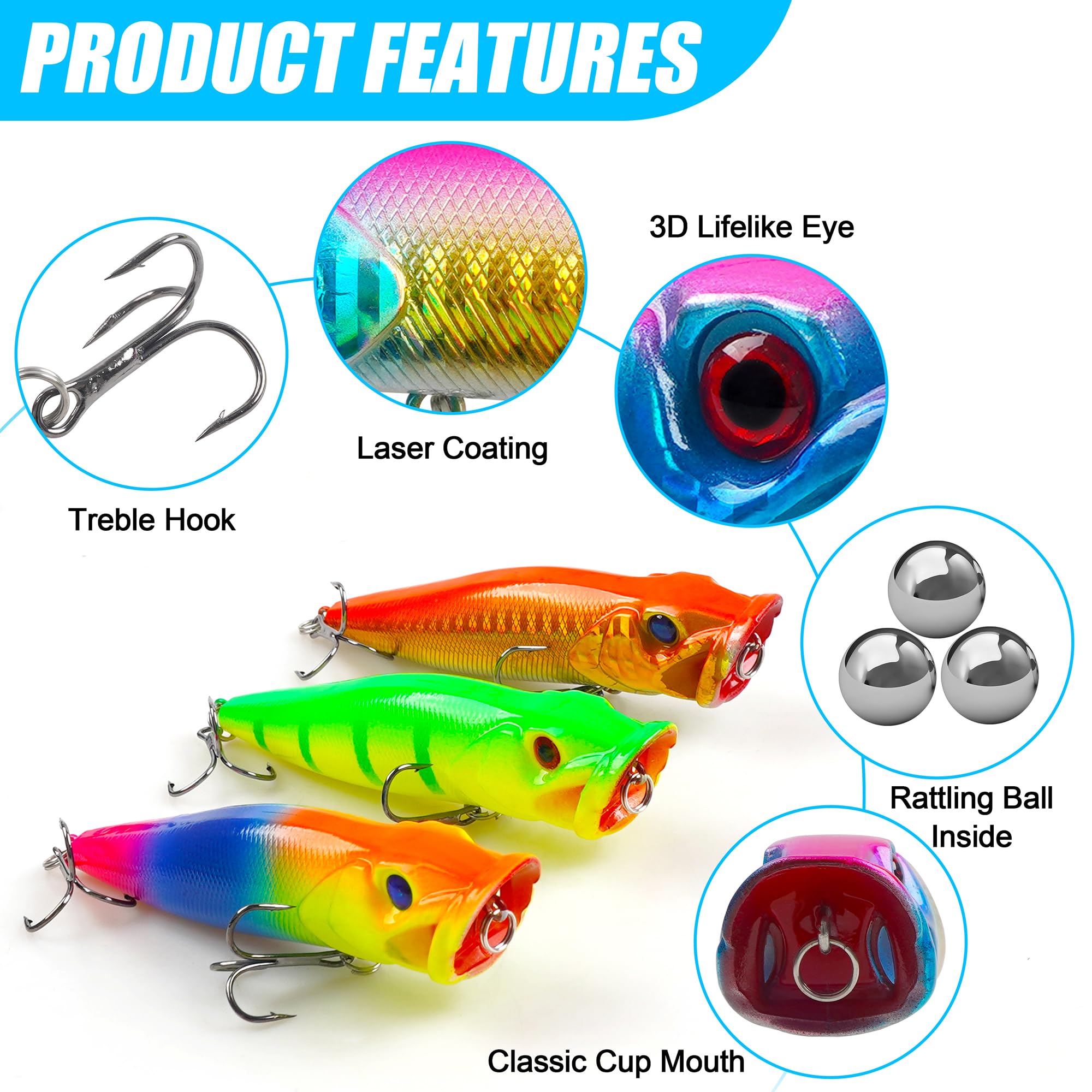 Popper fishing lure 3.54in color variant 2