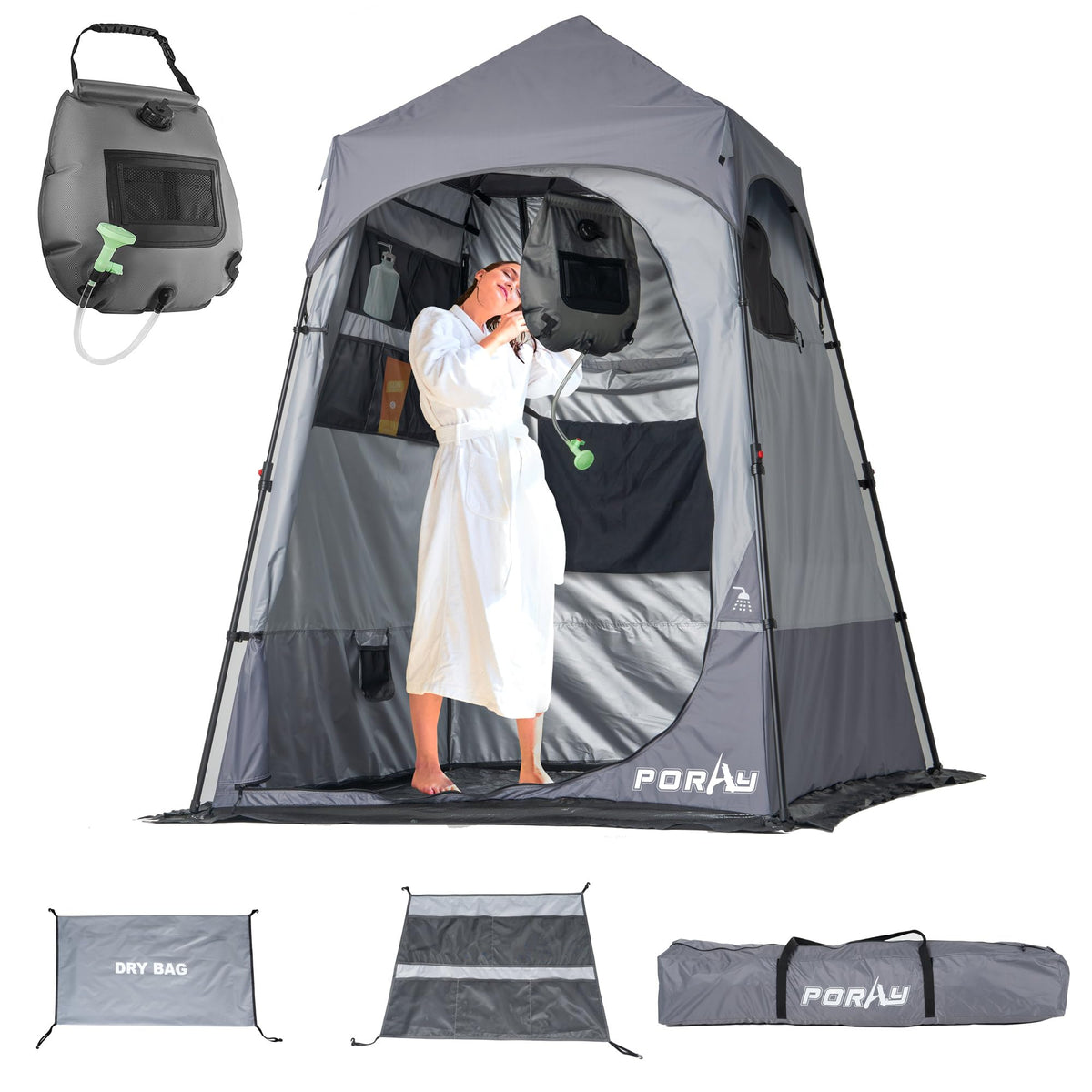 Porayhut deluxe camping shower tent front view offers private space for quick rinse.