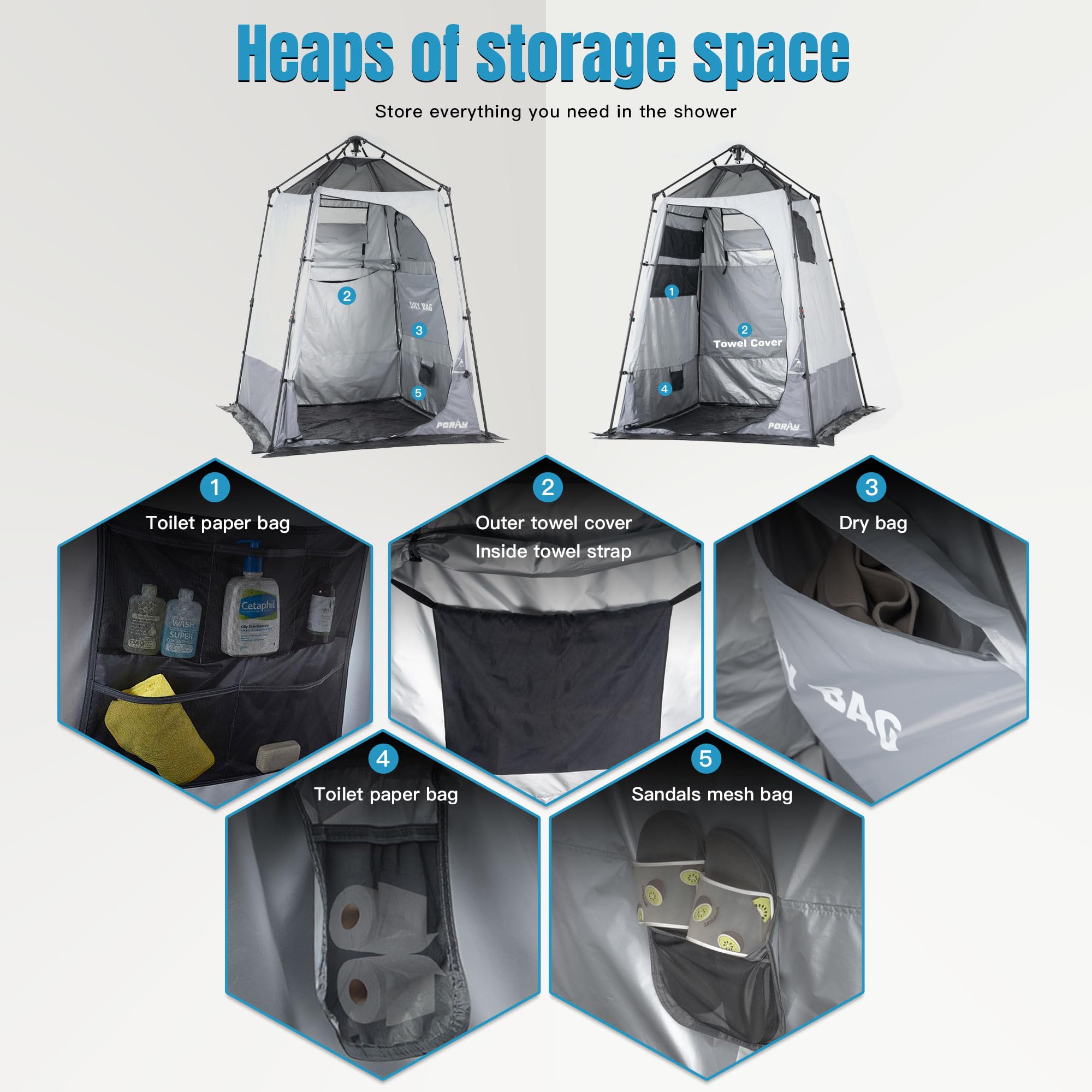 Porayhut durable waterproof fabric withstands sun and outdoor conditions.