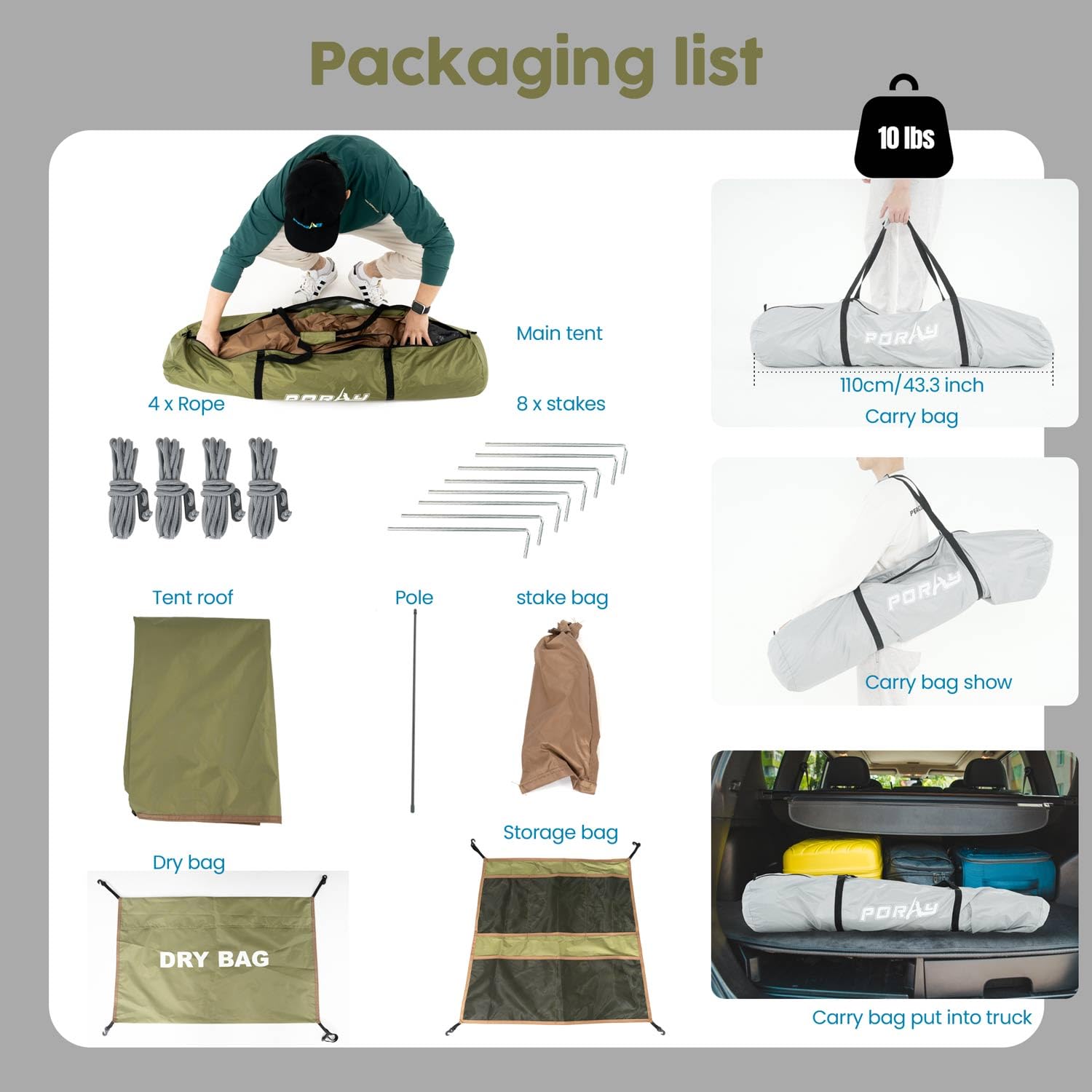 Porayhut carry bag image highlights portable, compact storage after use.