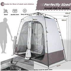 Porayhut portable camping shower tent deluxe dry-wet zone illustrating convenient bathing and changing.