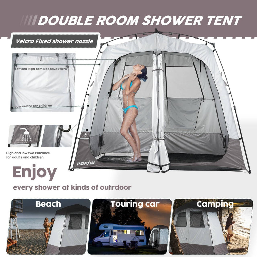 Porayhut portable camping shower tent deluxe inside space showing roomy layout for comfortable changing.