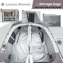 Porayhut portable camping shower tent deluxe setup video demonstrates 30-second assembly.