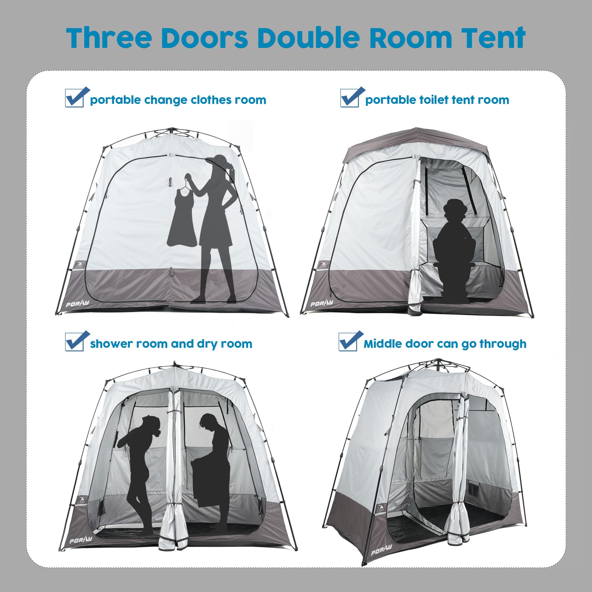 Porayhut stability features with stakes and ropes for windy outdoor settings.