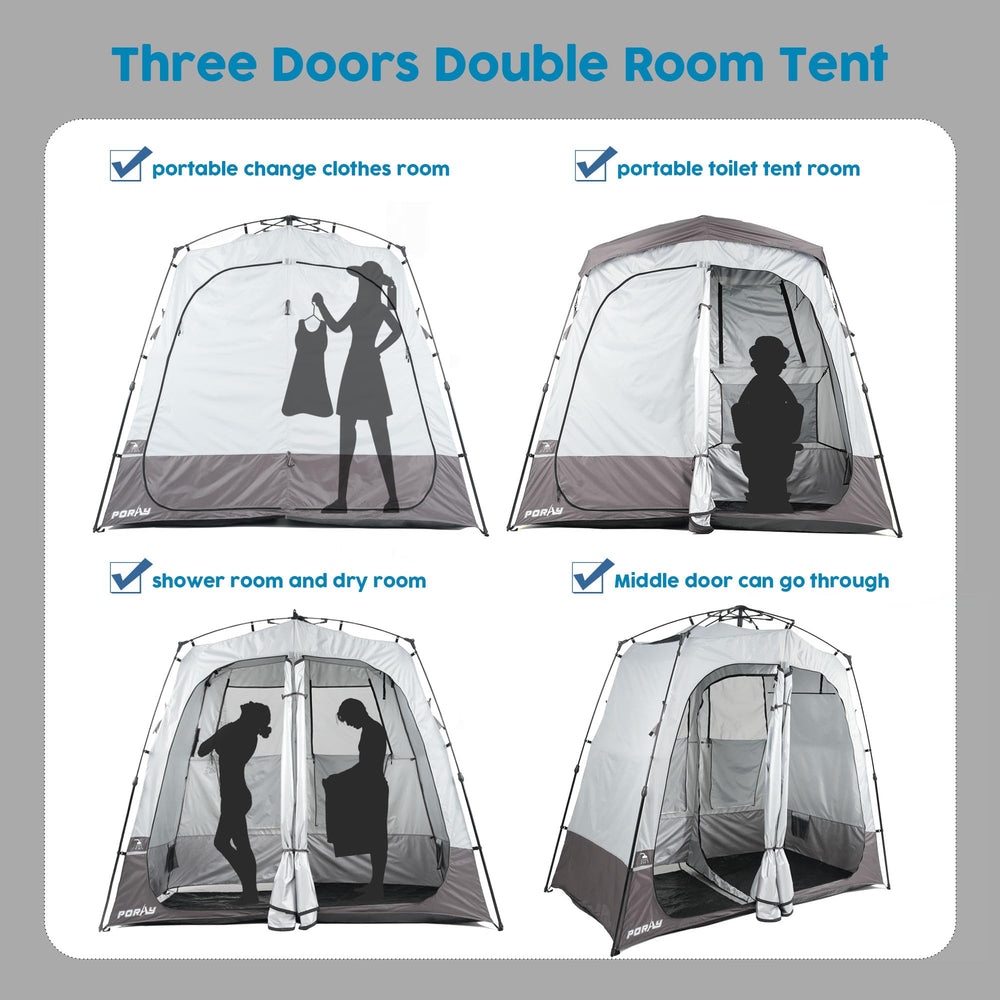Porayhut stability features with stakes and ropes for windy outdoor settings.