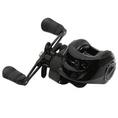 Porgeel fishing reels with handle in black for reliable casting.