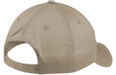 Port & Company Khaki cap back view highlighting adjustable closure