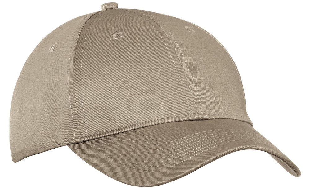 Port & Company CP80 Khaki cap front view with embroidery-ready style