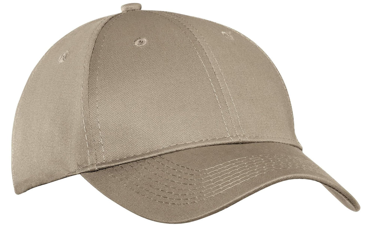 Port & Company CP80 Khaki cap front view with embroidery-ready style