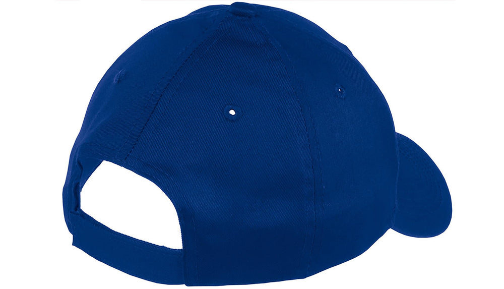 Port & Company CP80 Royal cap back view highlighting secure fit and classic silhouette.